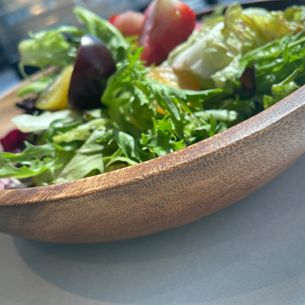 Ensemble de 4 assiettes à pâtes/salade en bois d'acacia, 9 po x 2 po.