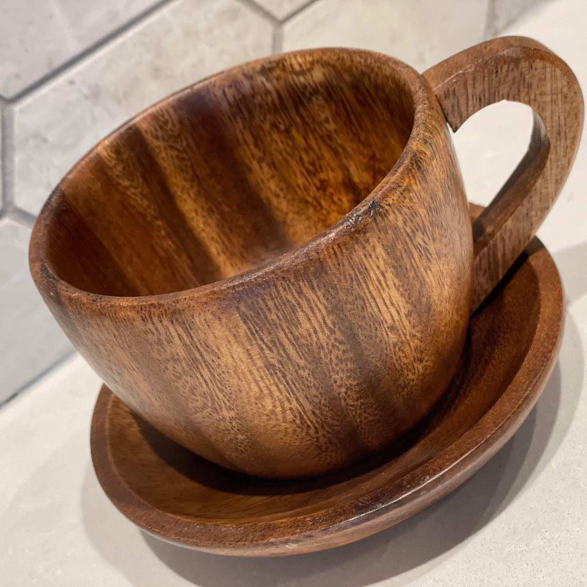 Ensemble de tasses à café et à thé, ensemble de tasses à thé en bois d'acacia