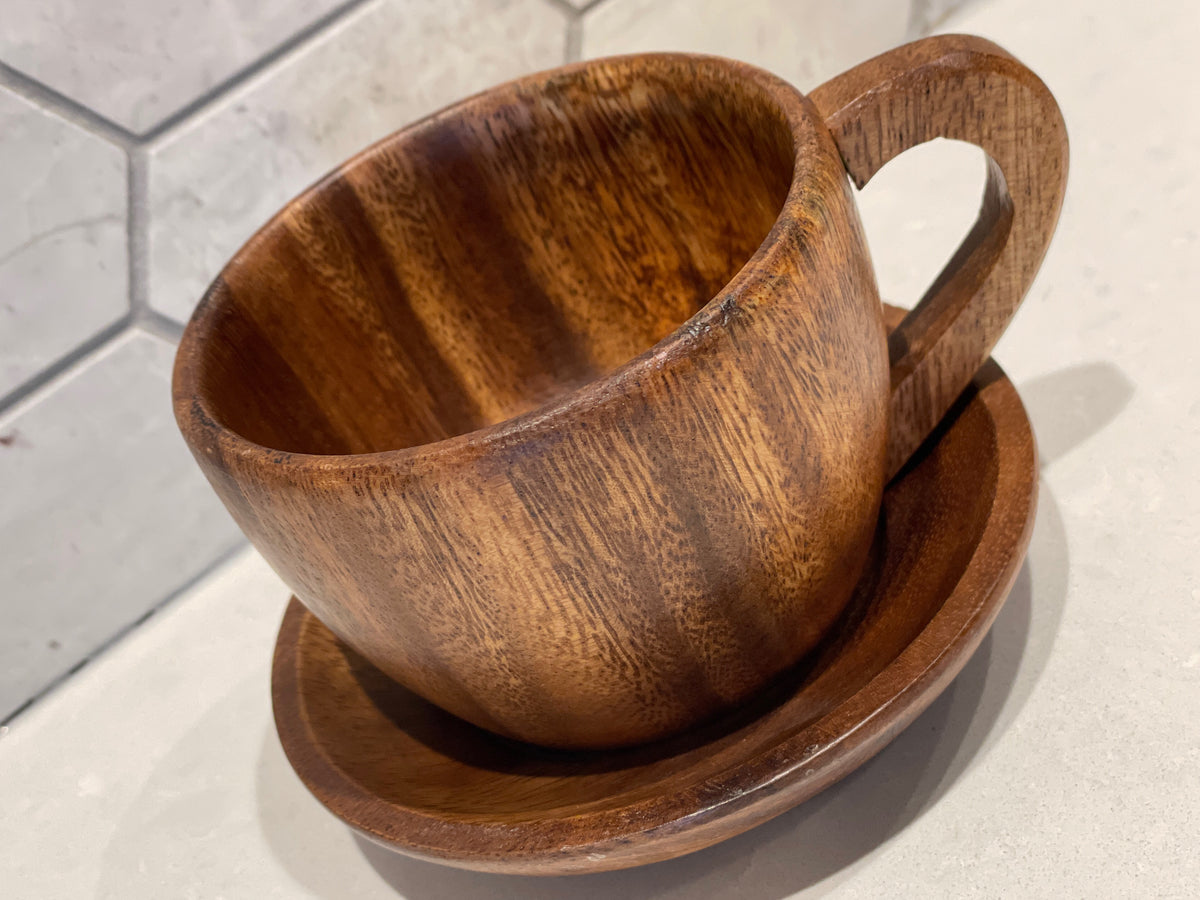 Ensemble de tasses à café et à thé, ensemble de tasses à thé en bois d'acacia