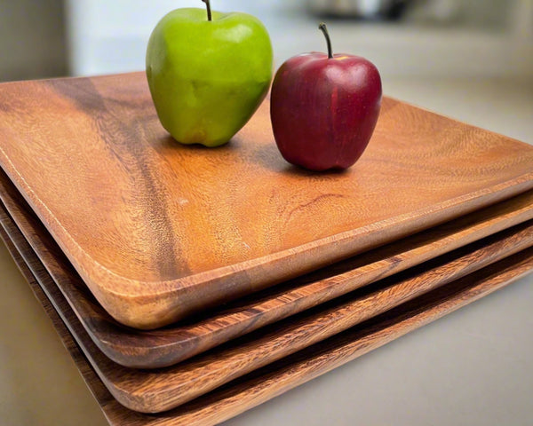 14 " Large Acacia Wood Square Plate, Serving Plate