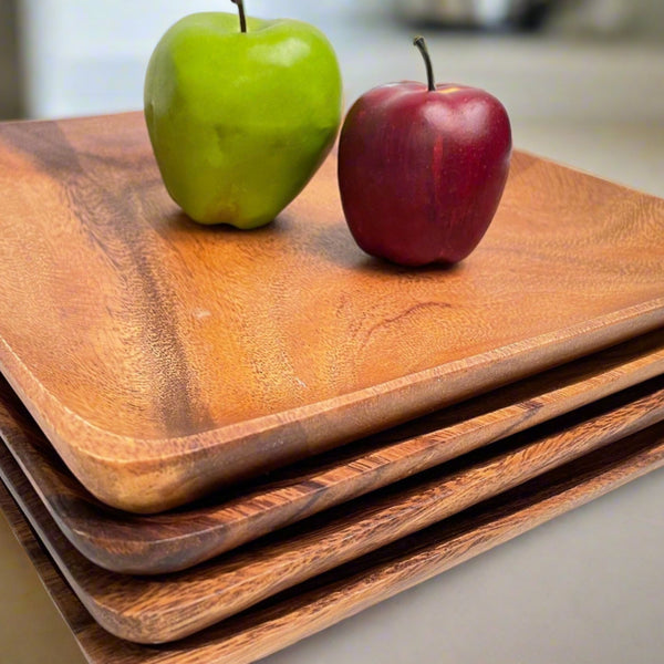 14 " Large Acacia Wood Square Plate, Serving Plate