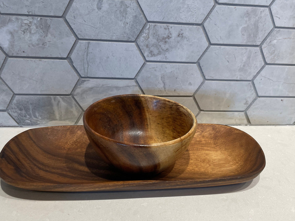 Set of Handmade Wooden  Mini bowls , Artisan acacia wood small bowl set