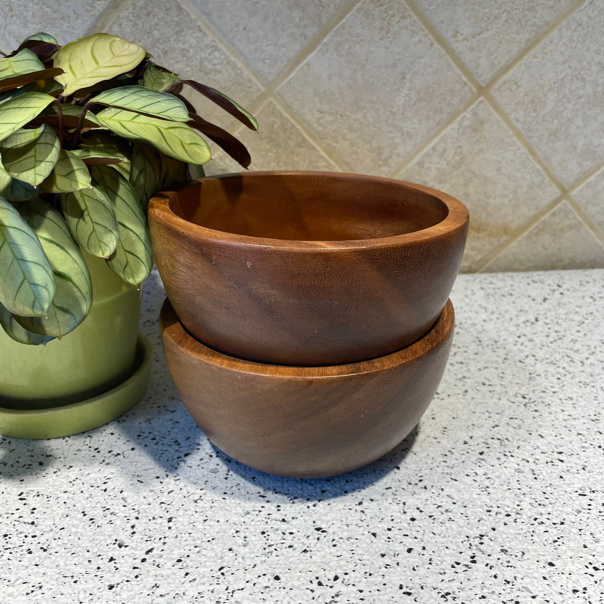 Set of Acacia Wood Salad Bowl,Pasta Bowl, Soup Bowl,Personal size, Ramen Bowl, 6 in. x 3 in.