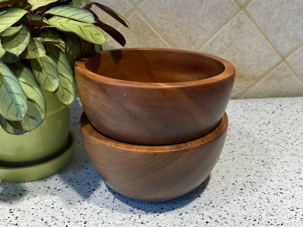 Set of Acacia Wood Salad Bowl,Pasta Bowl, Soup Bowl,Personal size, Ramen Bowl, 6 in. x 3 in.