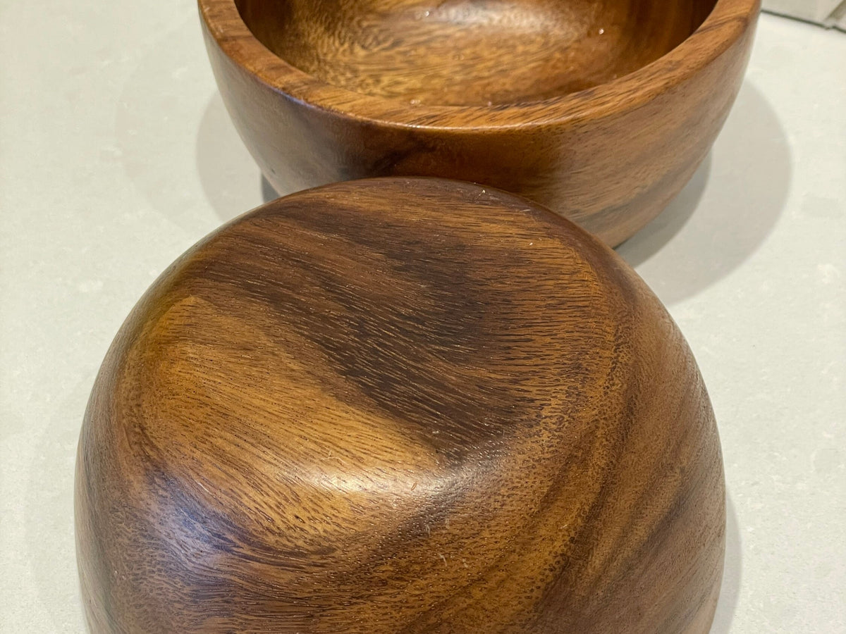 Set of Acacia Wood Salad Bowl,Pasta Bowl, Soup Bowl,Personal size, Ramen Bowl, 6 in. x 3 in.
