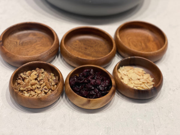 Small Acacia Wooden Sauce Bowl, Rice Bowl, Dipping Sauce Bowl, Salad Dressing Bowl, Condiments Bowl
