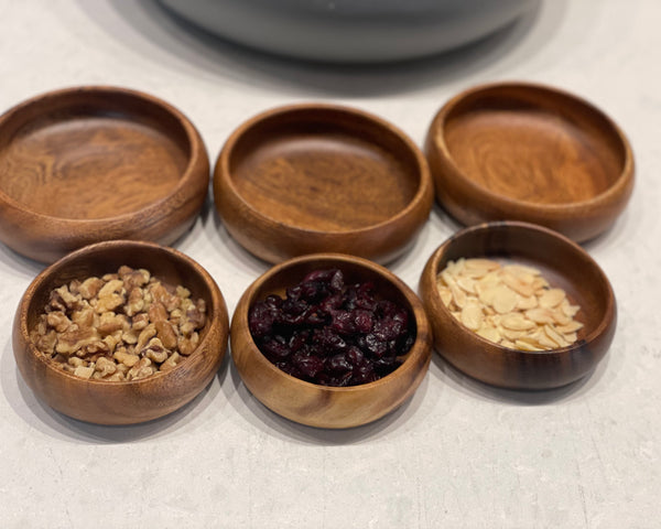 Small Acacia Wooden Sauce Bowl, Rice Bowl, Dipping Sauce Bowl, Salad Dressing Bowl, Condiments Bowl