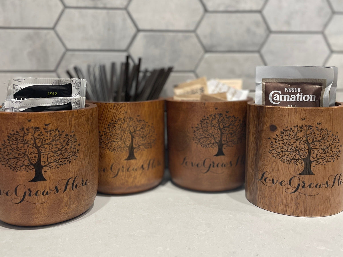 Ensemble de 3 pots en bois d'acacia