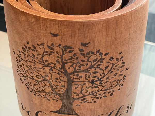 Ensemble de 3 pots en bois d'acacia