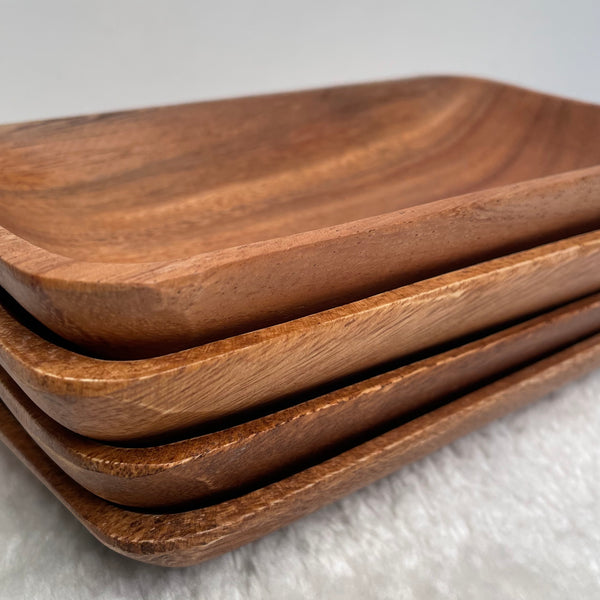 Small Rectangular Acacia Wooden Plate, Appetizer Plate, Serving Dish