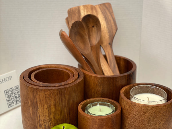 Acacia Wooden Pots