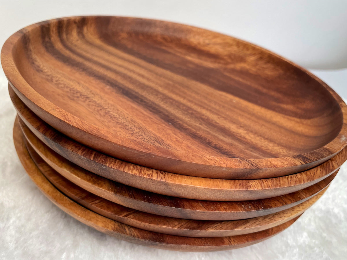 Handmade Acacia Wooden Round Plate, Dinner Plate, Serving plate