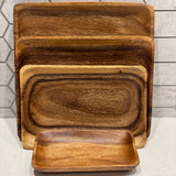 Small Rectangular Acacia Wooden Plate, Appetizer Plate, Serving Dish