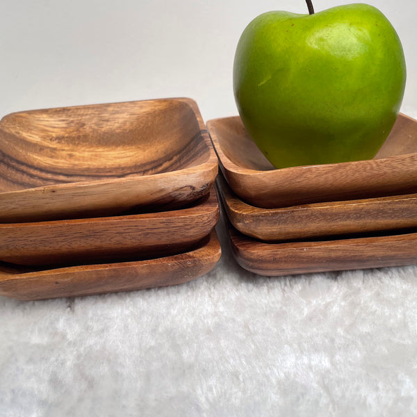 Small Square Acacia Wooden Dish, Dipping Sauce, Sauce Plate