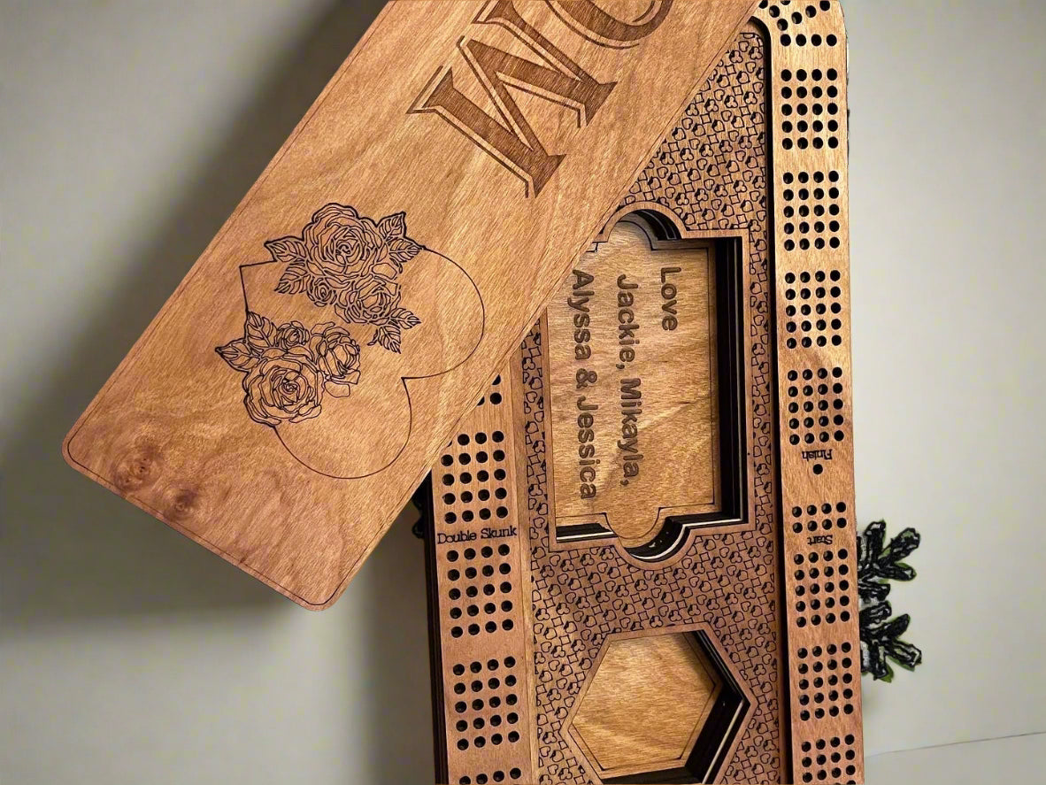 Rectangular Personalized Cribbage Board,Standard Design