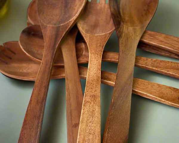 Acacia Wooden Salad Server Set