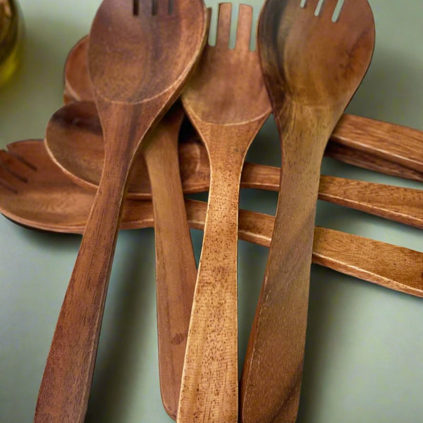 Acacia Wooden Salad Server Set